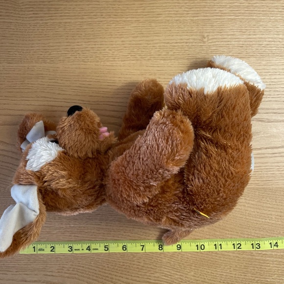 Build a Bear Workshop Puppy Dog Eye Patch Brown Curled Floppy Ear Stuffed Animal - Picture 10 of 11